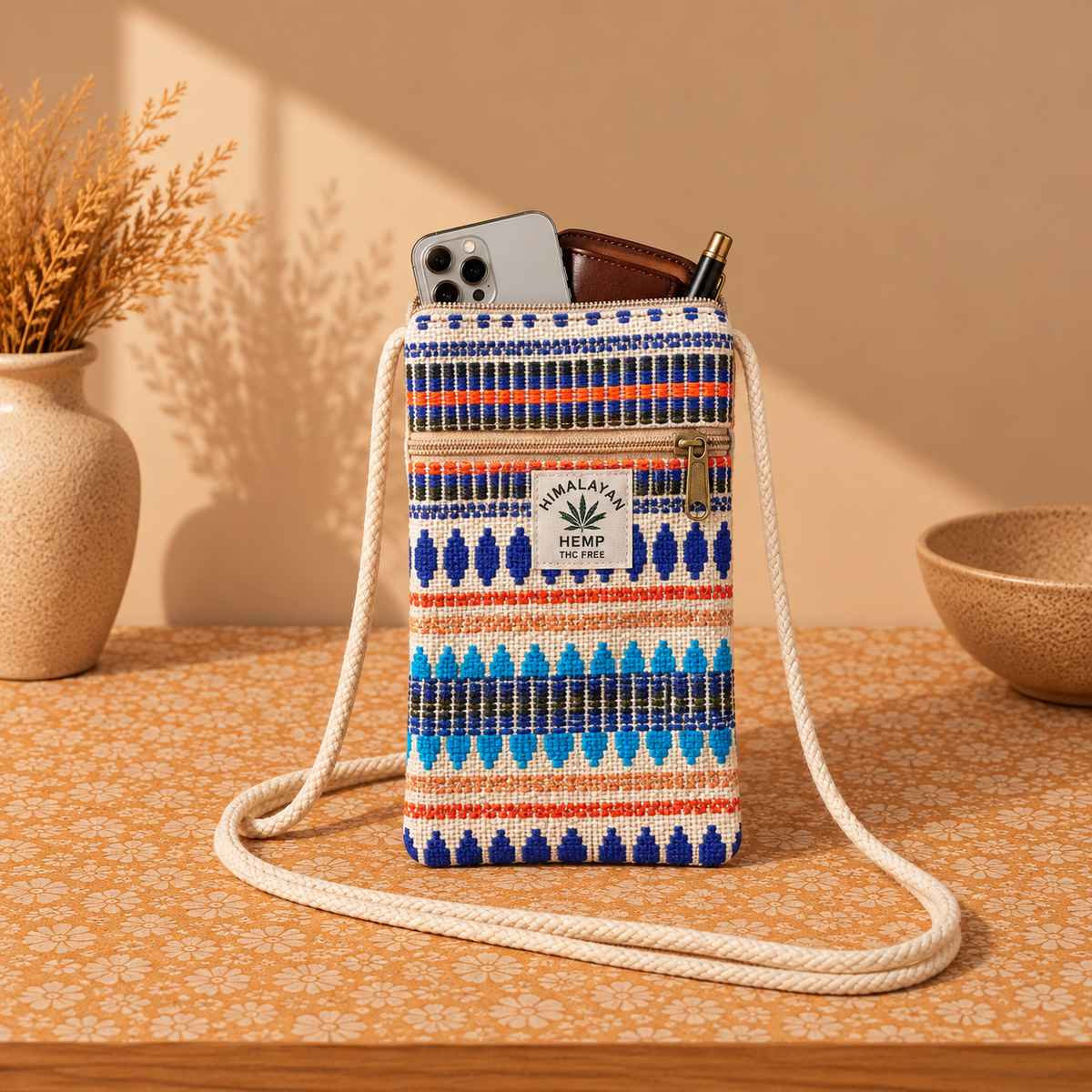 Bolso Porta Celular en Cáñamo Artesanal - BOUTIQUEDELAINDIA