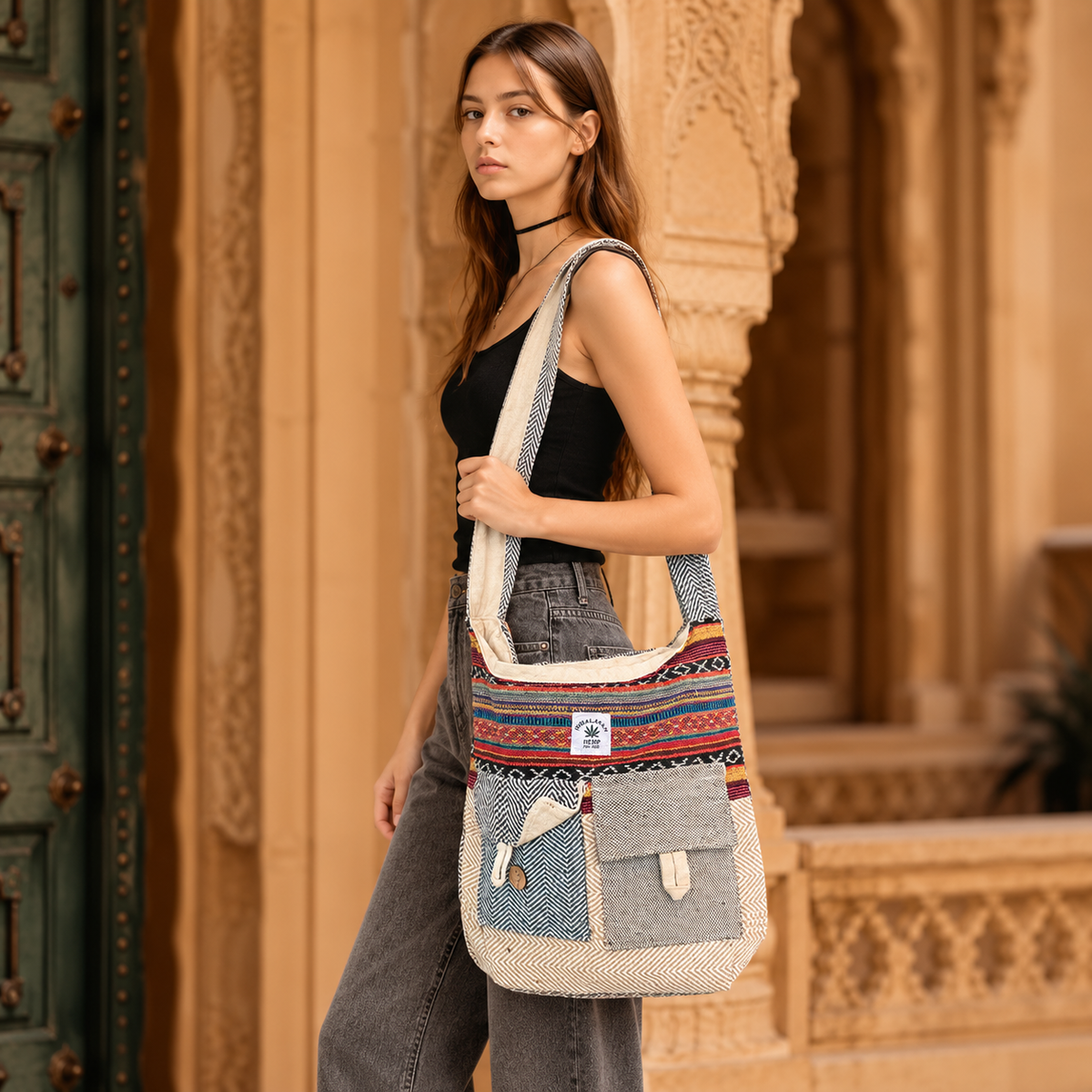 Bolso Hombro en Cáñamo Artesanal - BOUTIQUEDELAINDIA
