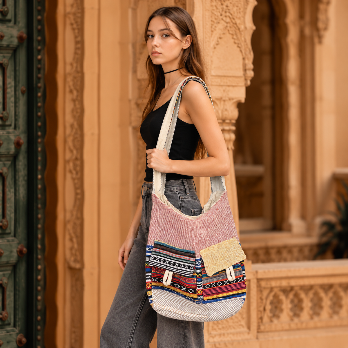 Bolso Hombro en Cáñamo Artesanal - BOUTIQUEDELAINDIA