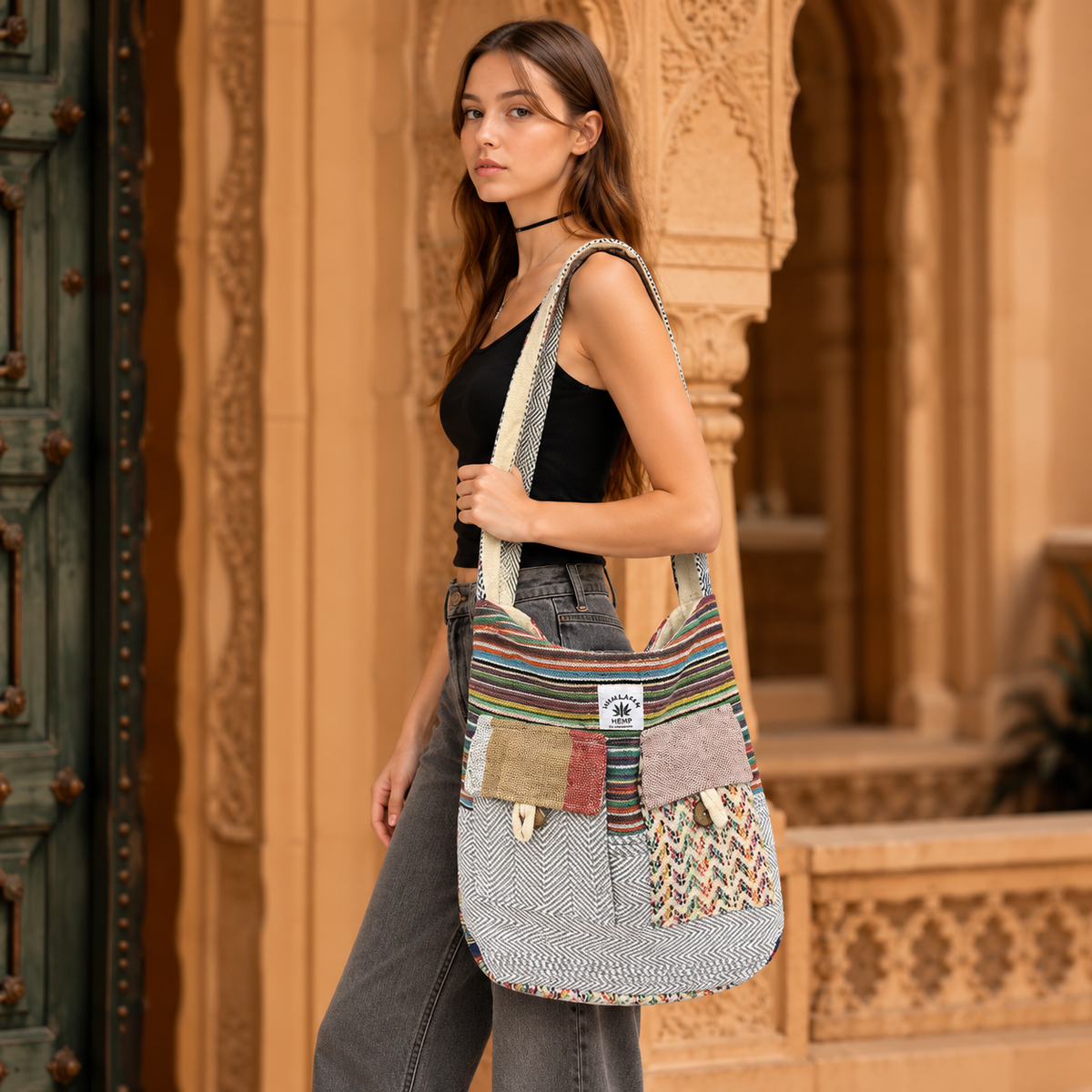 Bolso Hombro en Cáñamo Artesanal - BOUTIQUEDELAINDIA