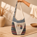 Bolso Hombro Veda en Cáñamo Artesanal - BOUTIQUEDELAINDIA