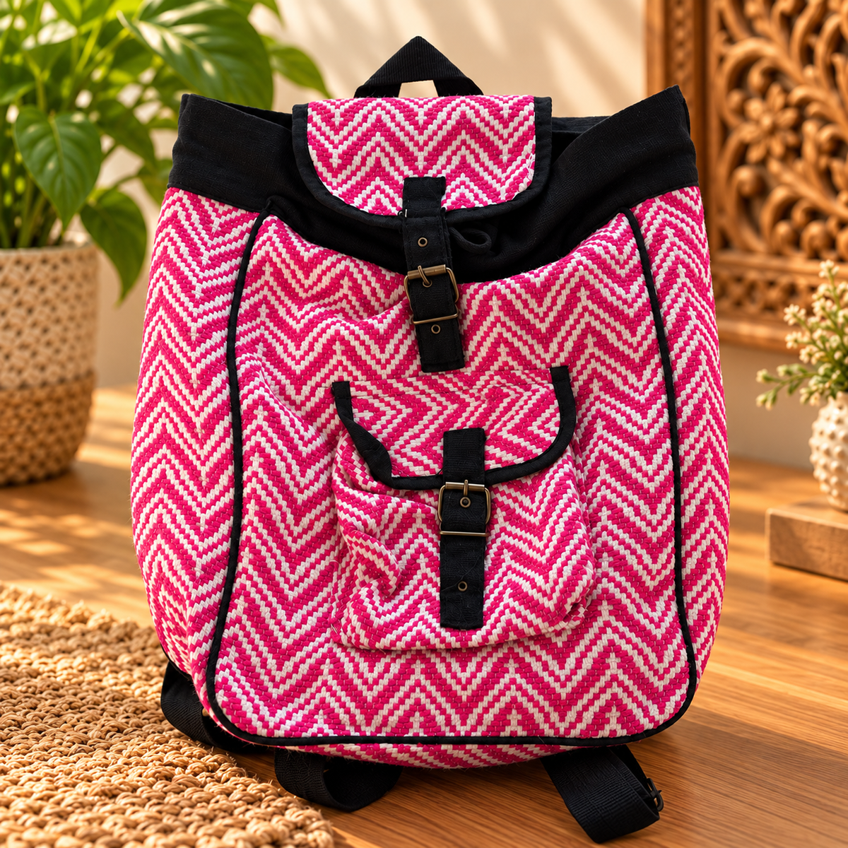 Morral Himalaya Tejido con Bolsillo Frontal - BOUTIQUEDELAINDIA