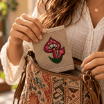 Billetera Himalaya de Hemp con Flor Fucsia Bordada - BOUTIQUEDELAINDIA