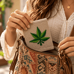 Billetera Himalaya de Hemp con Hoja Verde Bordada - BOUTIQUEDELAINDIA