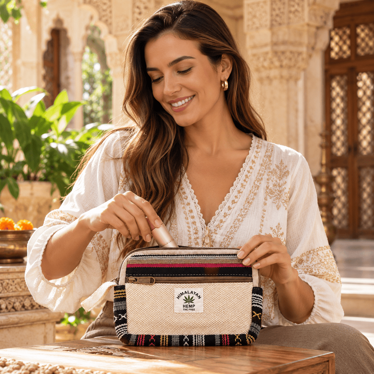 Estuche Organizador Himalaya Tara de Cáñamo - BOUTIQUEDELAINDIA