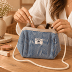 Bolso Cosmetiquero Himalaya de Hemp Azul - BOUTIQUEDELAINDIA