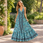Vestido Mara Largo Estampado en Seda y Viscosa - BOUTIQUEDELAINDIA