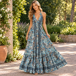Vestido Mara Largo Estampado en Seda y Viscosa - BOUTIQUEDELAINDIA