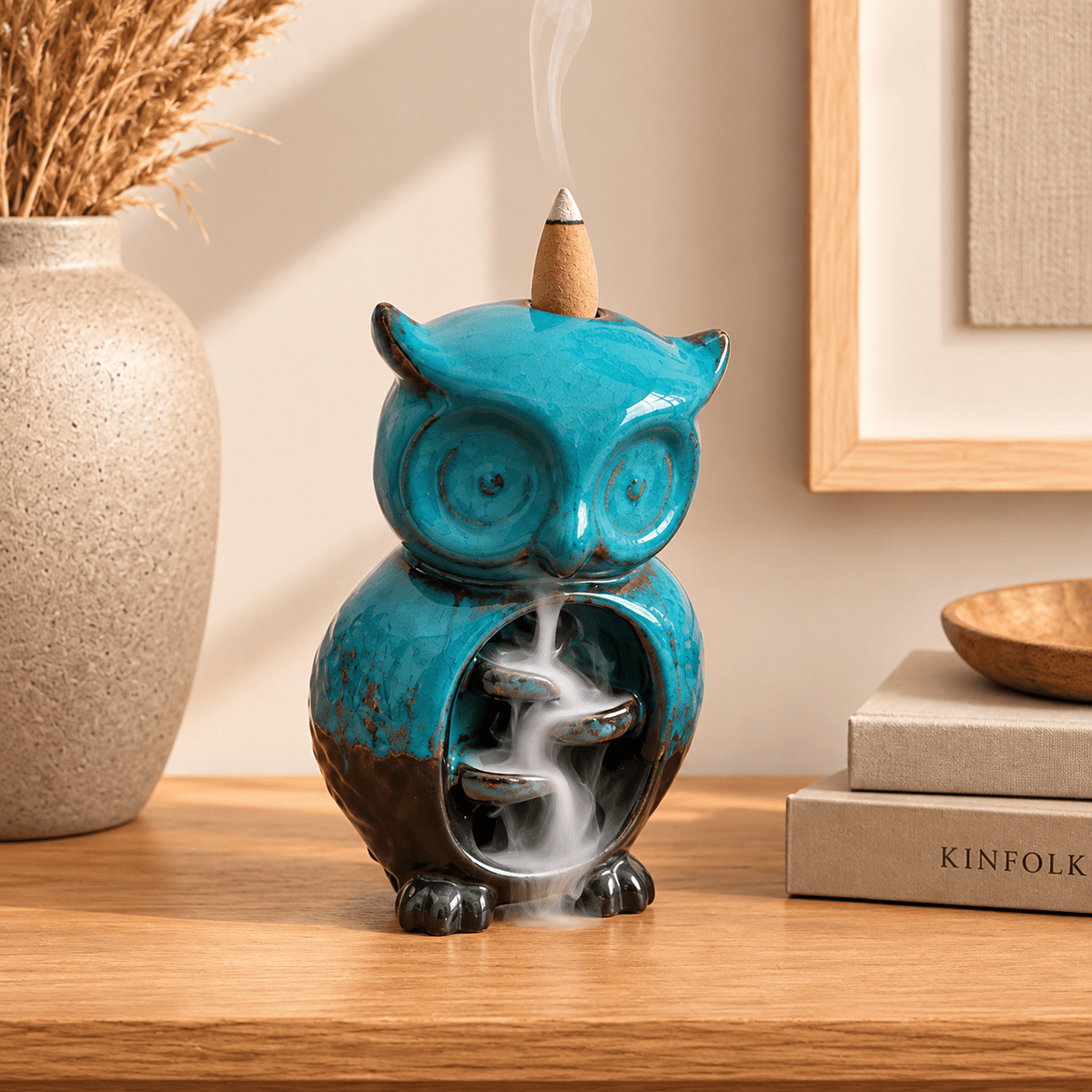 Porta incienso Cascada Búho Turquesa - BOUTIQUEDELAINDIA