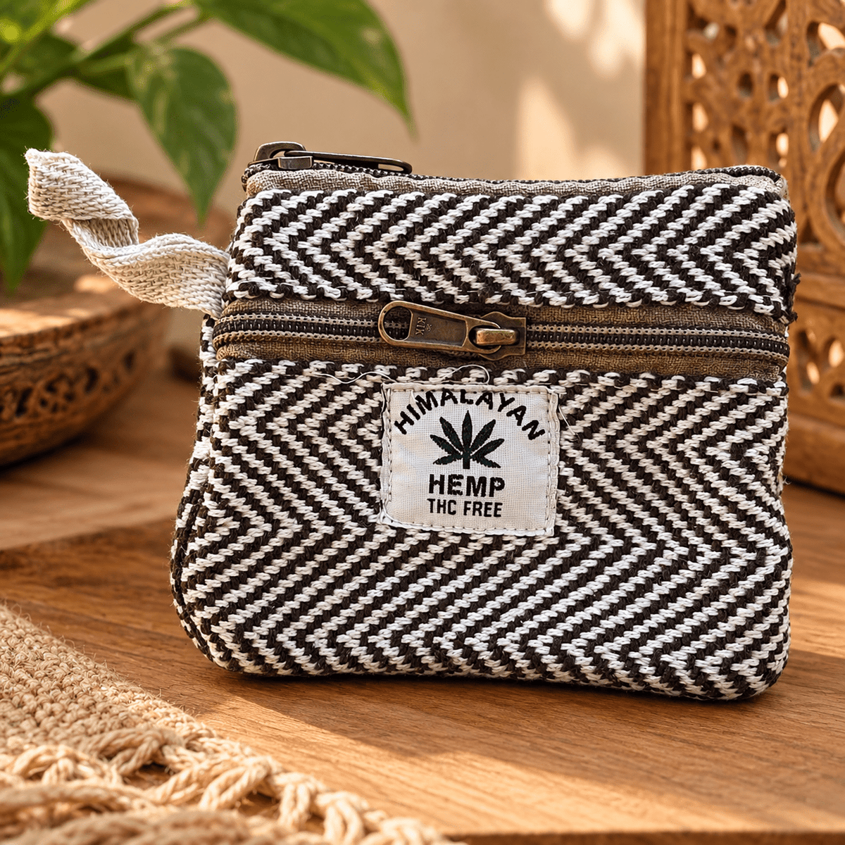 Monedero Himalaya de Cáñamo con Doble Cierre Artesanal - BOUTIQUEDELAINDIA
