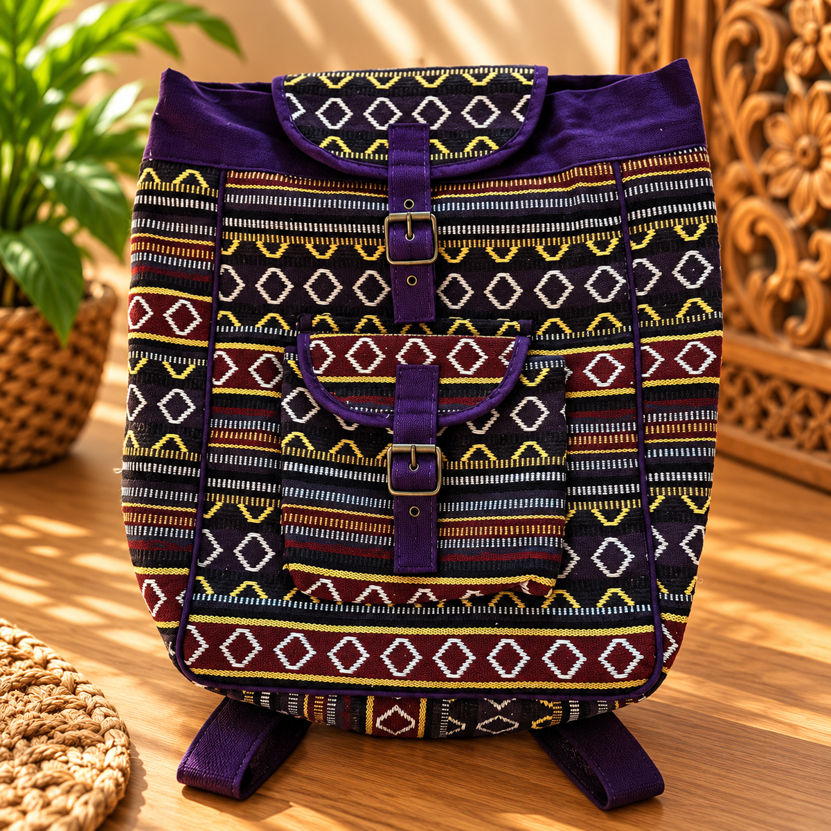 Morral Himalaya Tejido con Bolsillo Frontal - BOUTIQUEDELAINDIA