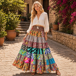 Falda Larga Prana Patchwork de Seda Oriental - BOUTIQUEDELAINDIA