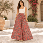 Falda Pantalón Zareen de Seda con Estampado Floral Oriental. TRO - 18 - BOUTIQUEDELAINDIA
