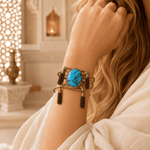 Brazalete Zareen en Bronce con Piedra Azul - BOUTIQUEDELAINDIA