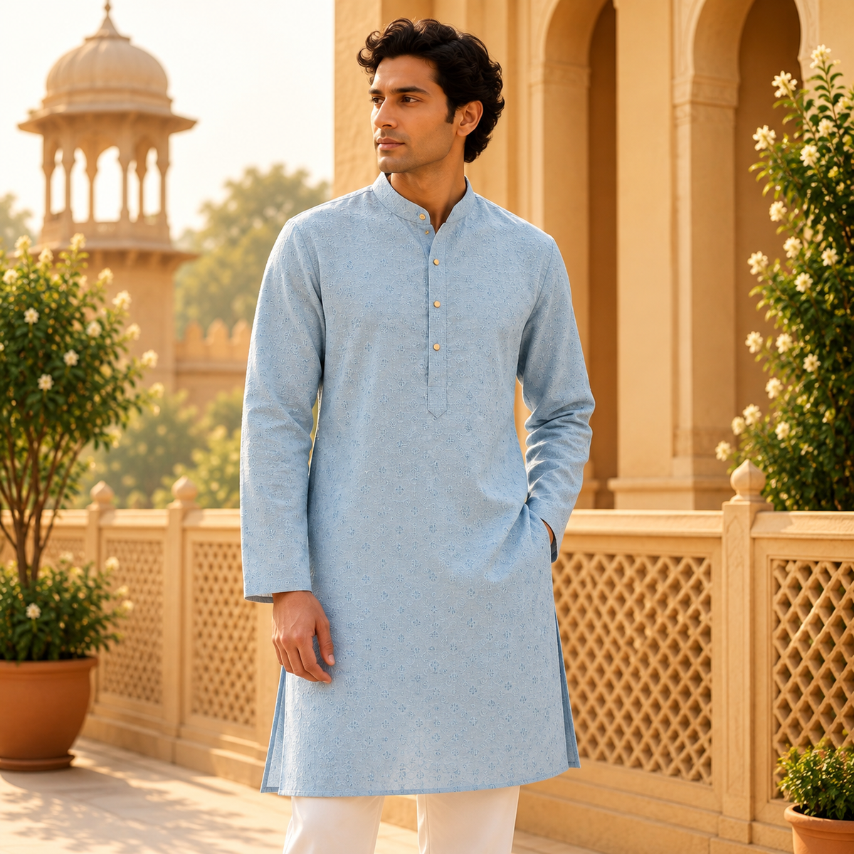 Kurta Icon Estampado y Bordado - BOUTQUEDELAINDIA