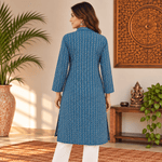 Kurta Larga para Mujer Nila con Estampado Geométrico KM - BOUTIQUEDELAINDIA