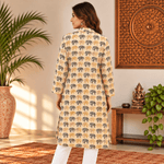Kurta Larga para Mujer Gauri con Elefantes de la India KM - BOUTIQUEDELAINDIA