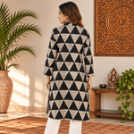 Kurta Larga para Mujer Aditi con Estampado Geométrico KM - BOUTIQUEDELAINDIA