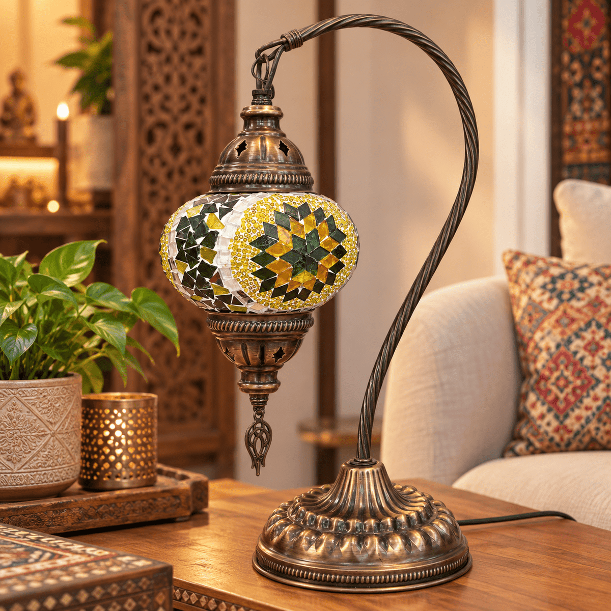 Lámpara Turca de Mesa Mosaico - BOUTIQUEDELAINDIA
