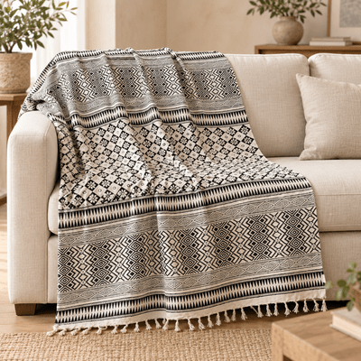 Manta Decorativa para Sofá Kavisha de Algodón - BOUTIQUEDELAINDIA