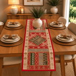 Camino de Mesa Rojo y Dorado Bordado - BOUTIQUEDELAINDIA