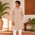 Kurta Larga para Hombre Rohan con Estampado Floral KH - BOUTIQUEDELAINDIA