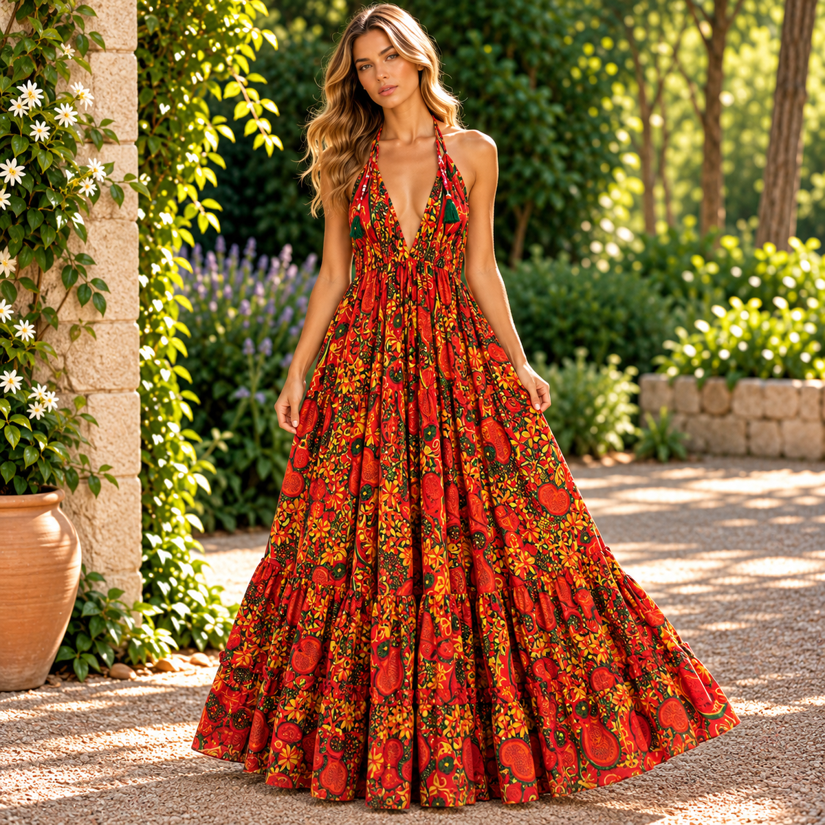 Vestido Mara Fuego de Oriente con Estampado Floral - BOUTIQUEDELAINDIA