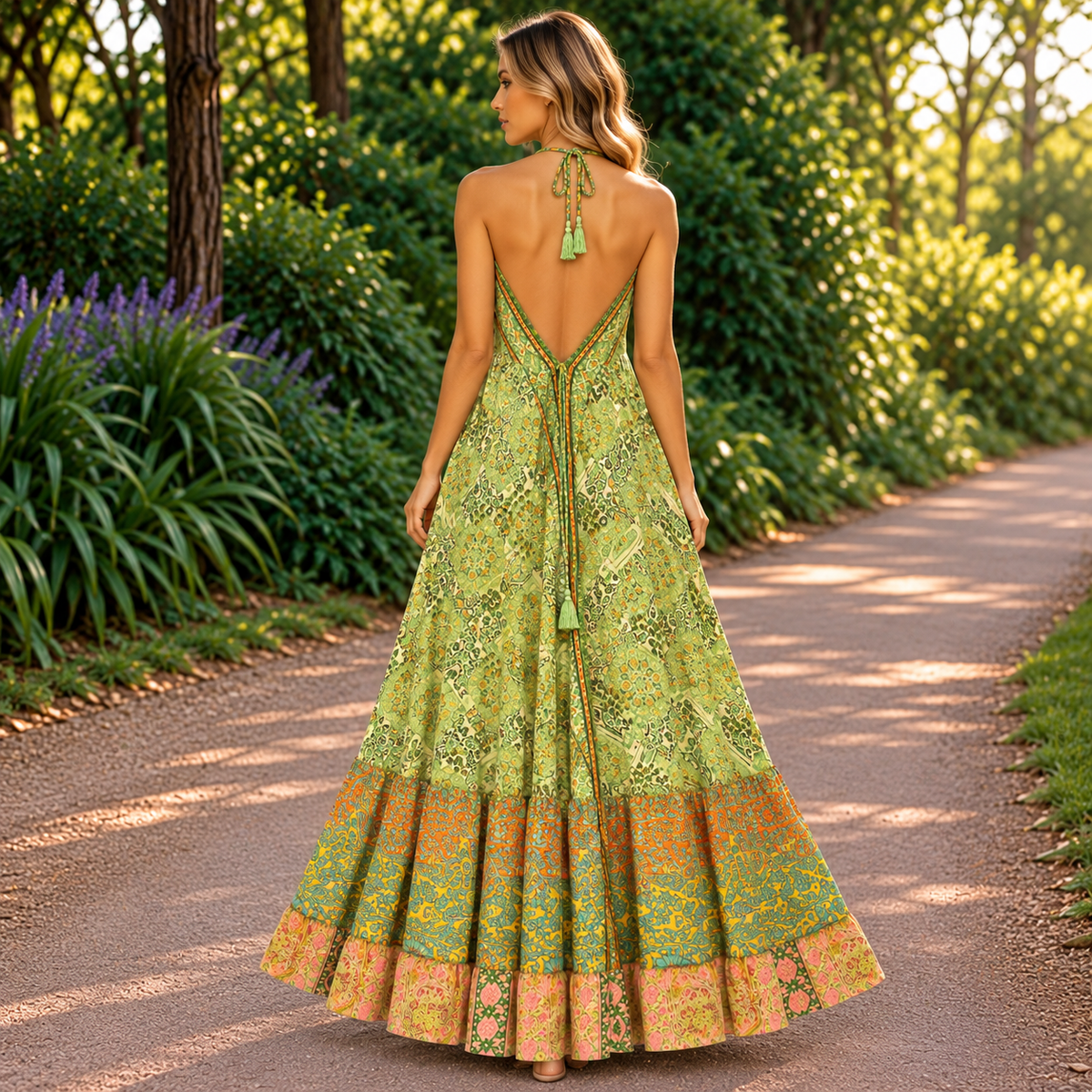 Vestido Mara Jardín Esmeralda de Inspiración Oriental - BOUTIQUEDELAINDIA