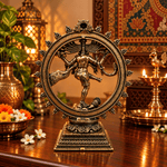 Figura Decorativa de Shiva Nataraja de Bronce Kailash con Aro de Fuego - BOUTIQUEDELAINDIA