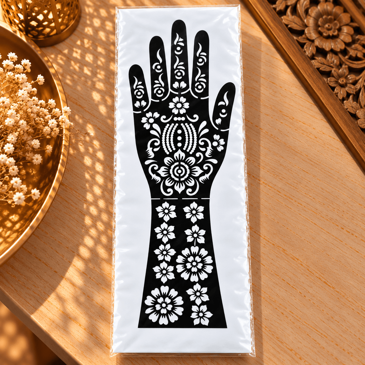 Plantilla de Henna India Tarini – Arte Mehndi Floral para Manos - BOUTIQUEDELAINDIA