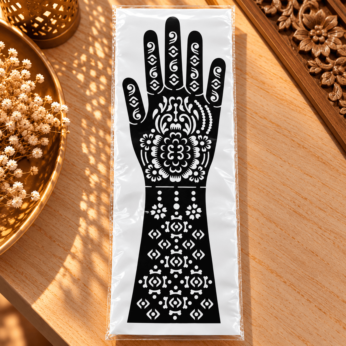 Plantilla de Henna India Amara – Arte Mehndi Floral para Manos - BOUTIQUEDELAINDIA