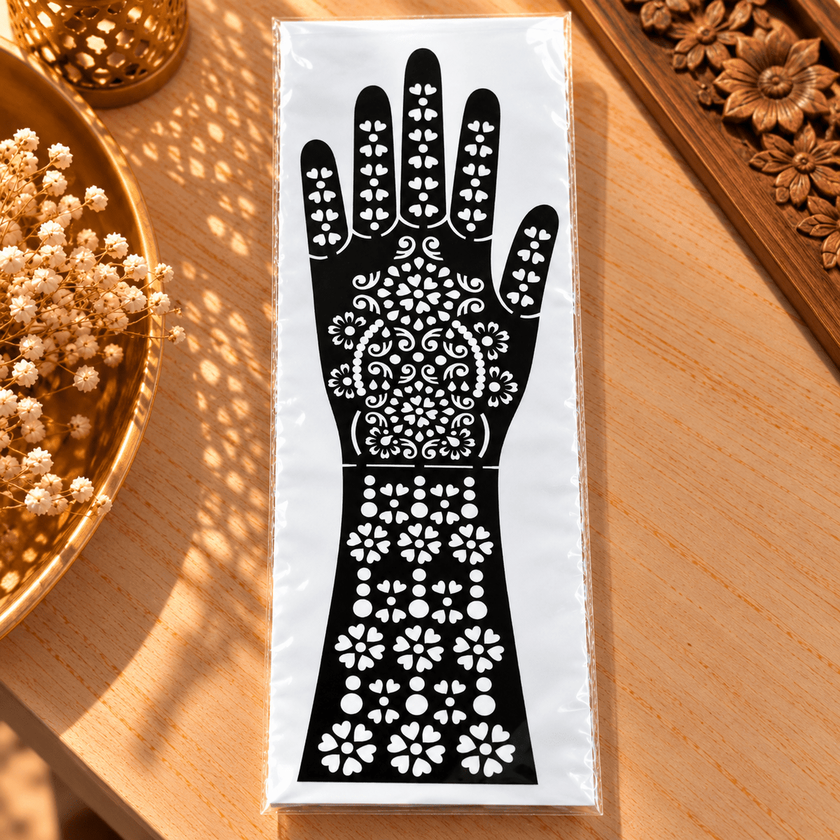 Plantilla de Henna India Anvika – Arte Mehndi Floral para Manos - BOUTIQUEDELAINDIA