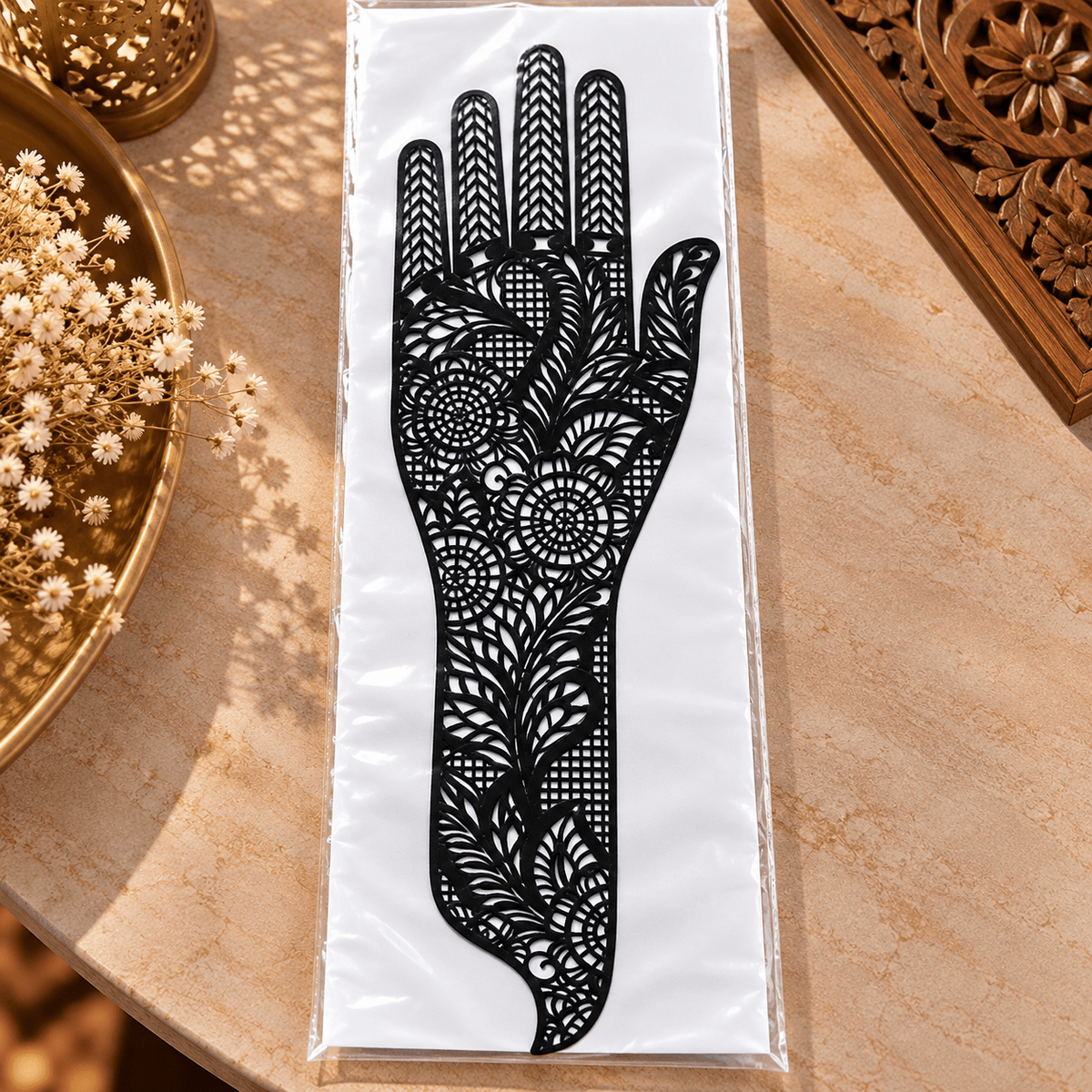 Plantilla de Henna India Jardín de Loto – Arte Mehndi Floral - BOUTIQUEDELAINDIA