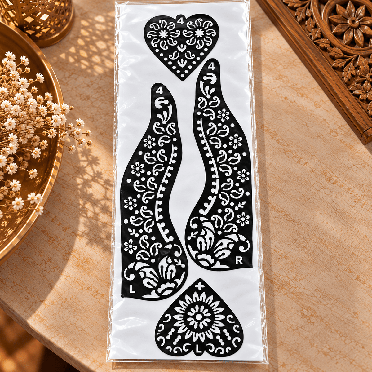 Plantilla de Henna India Kamalini – Arte Mehndi Floral - BOUTIQUEDELAINDIA