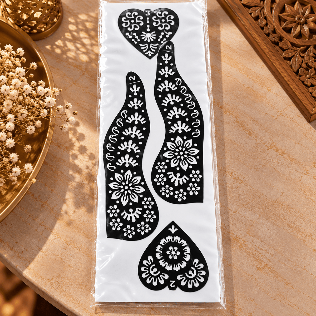 Plantilla de Henna India Pushpa Floral – Arte Mehndi - BOUTIQUEDELAINDIA