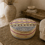 Puff Circular Asha Bordado Amarillo