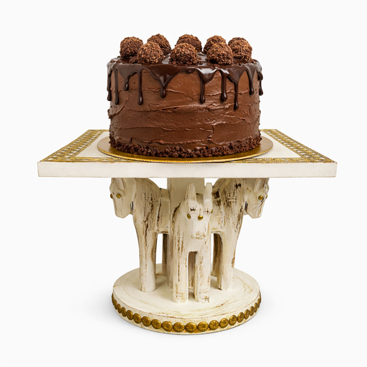 Base para Decoración o Mesa Pequeña "Arte Faunístico" con Apliques de Latón - Figura Decorativa