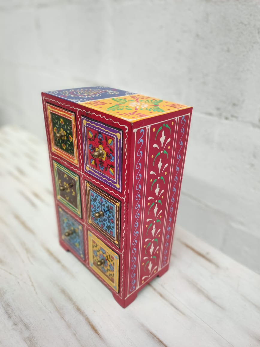 Joyero "Arte en Seis Cajones" - Madera Pintada a Mano