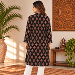 Kurta Larga para Mujer Ishani con Estampado de Rombos KM - BOUTIQUEDELAINDIA