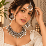 Conjunto de Joyería con Cristales y Perlas Blancas - BOUTIQUEDELAINDIA