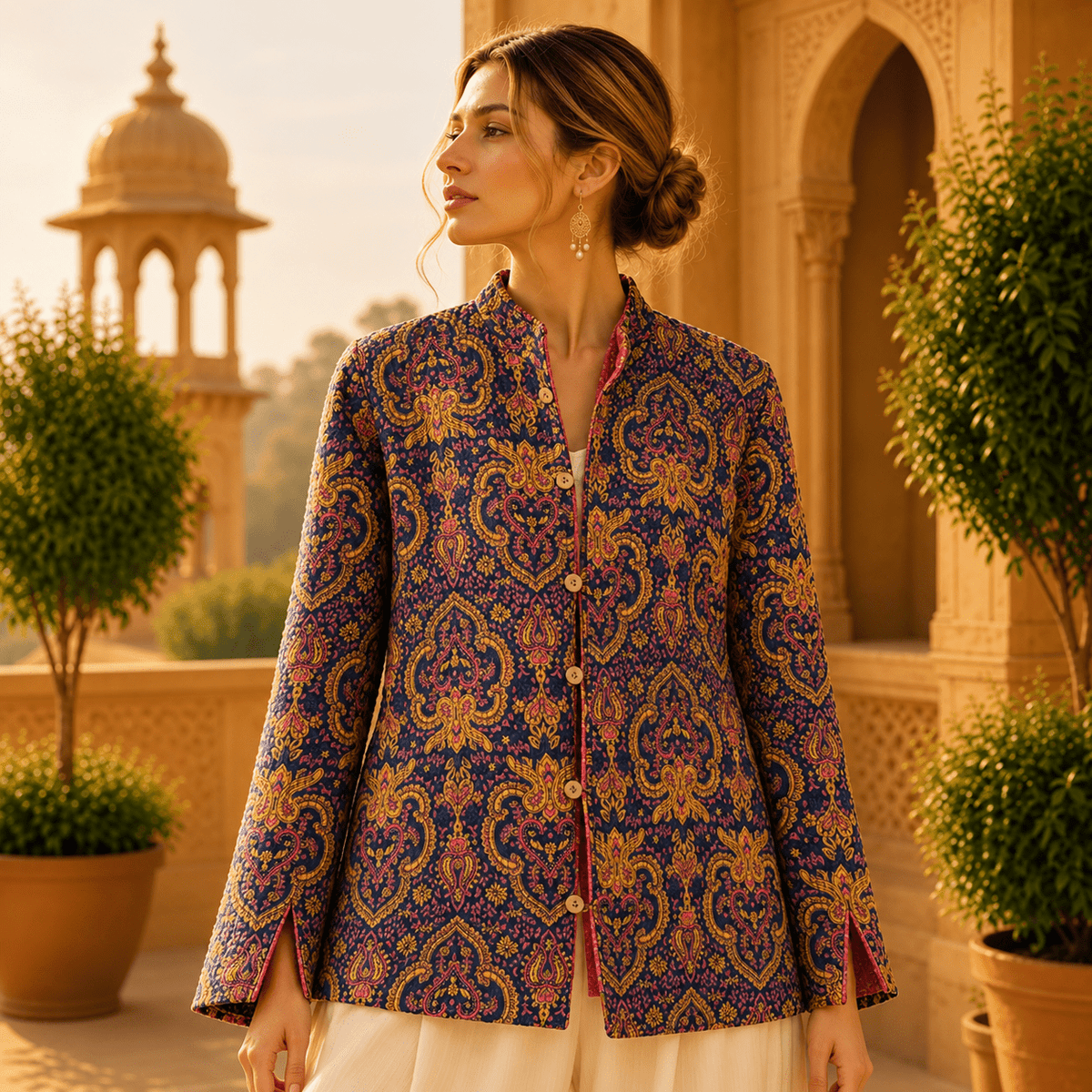 Chaqueta Doble Faz Paisley Rajputana - BOUTIQUEDELAINDIA