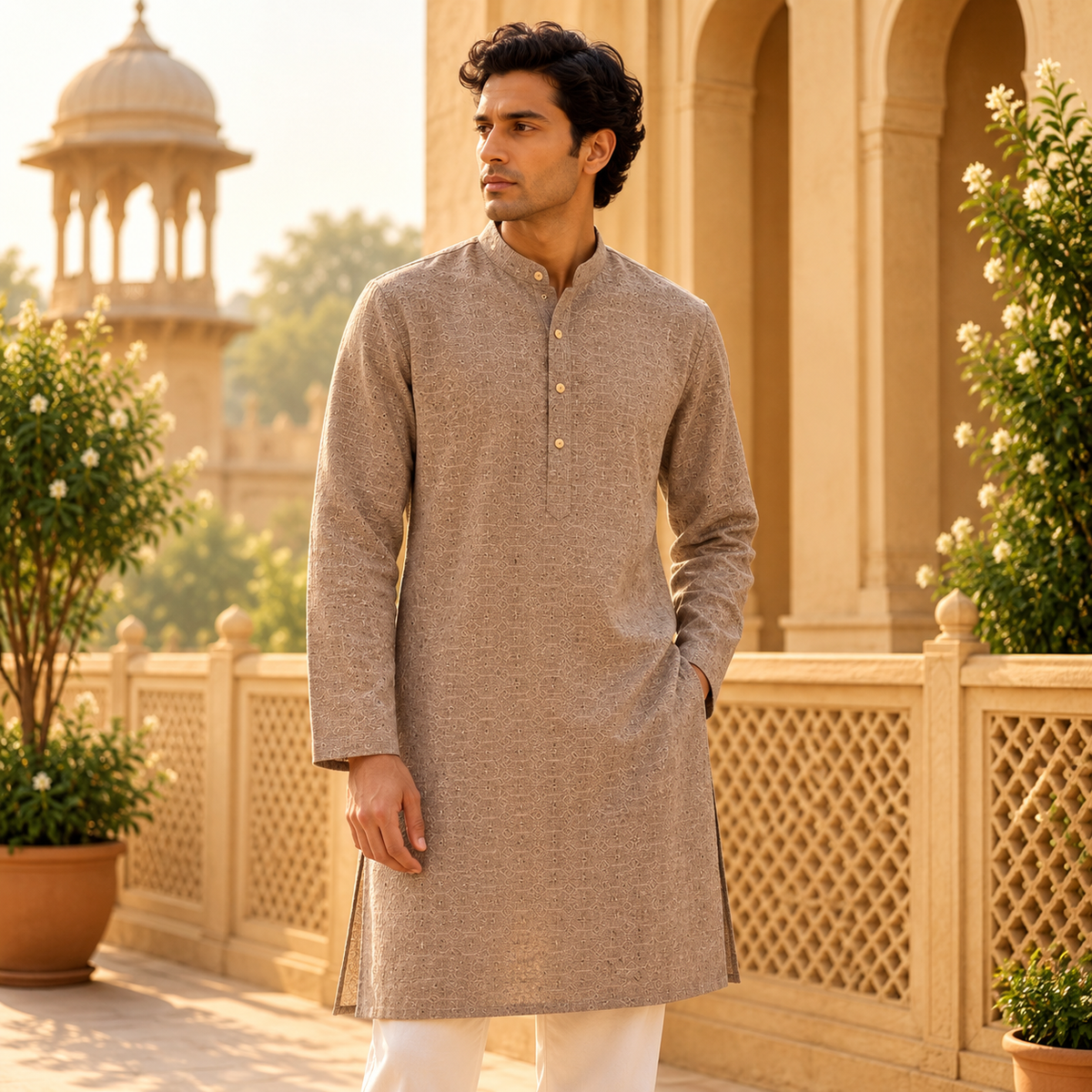 Kurta Icon Estampado y Bordado - BOUTQUEDELAINDIA