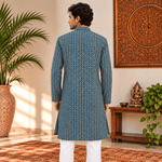 Kurta Larga para Hombre Neel con Estampado de Triángulos KH - BOUTIQUEDELAINDIA