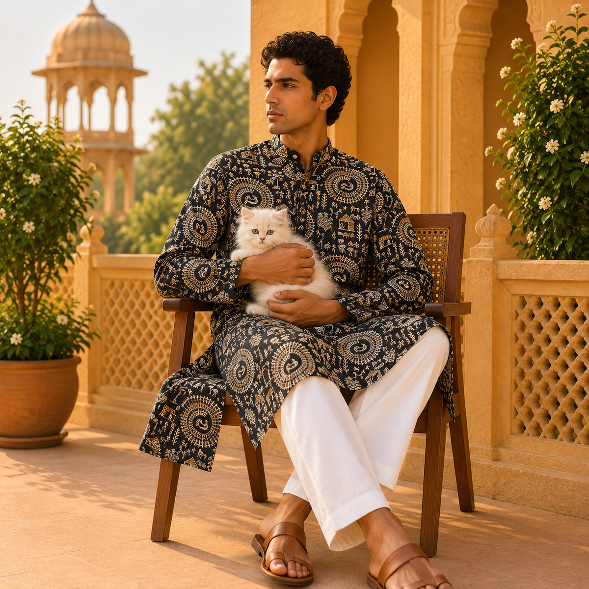 Kurta Icon Estampado y Bordado - BOUTQUEDELAINDIA