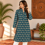Kurta Larga para Mujer Zaria con Camellos Dorados KM - BOUTIQUEDELAINDIA