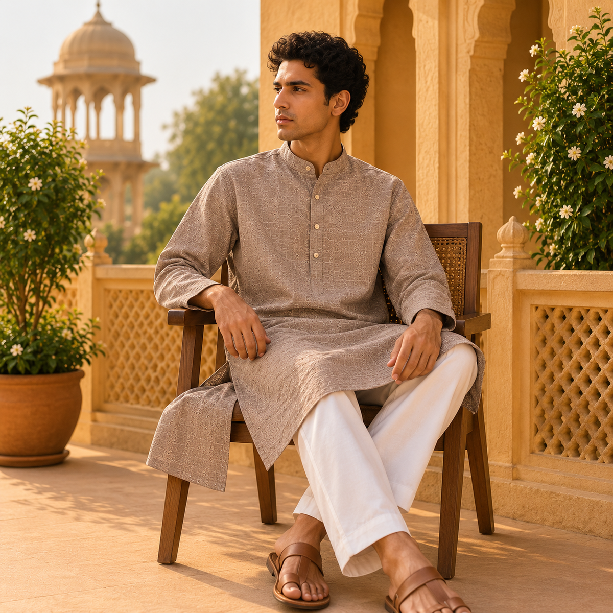 Kurta Icon Estampado y Bordado - BOUTQUEDELAINDIA