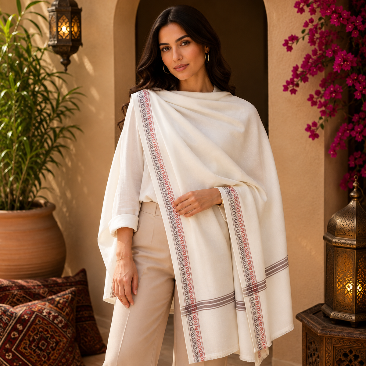 Pashmina Imperial Marfil - BOUTIQUEDELAINDIA