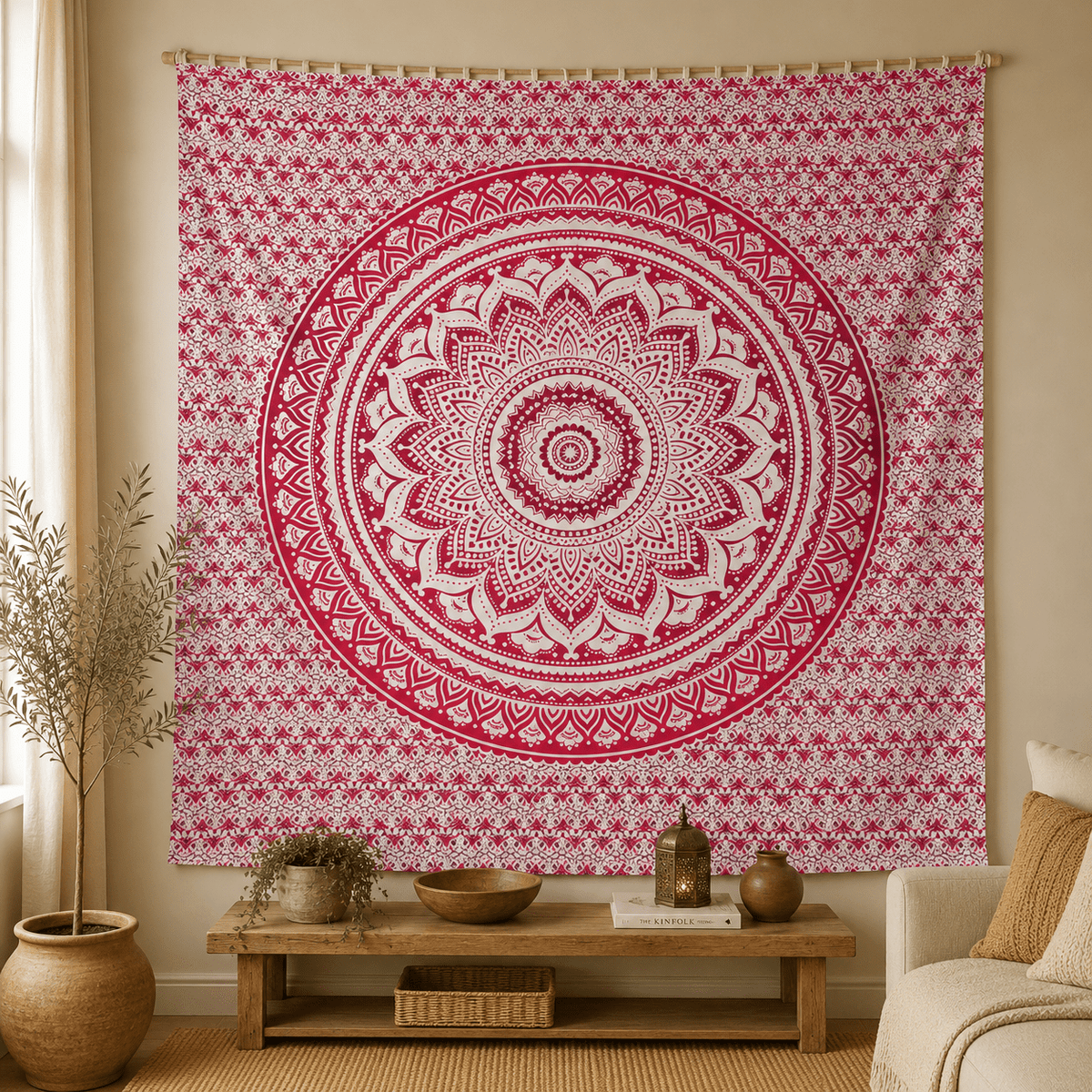 Tela Decorativa Mandala Rosa de Pushkar - BOUTIQUEDELAINDIA