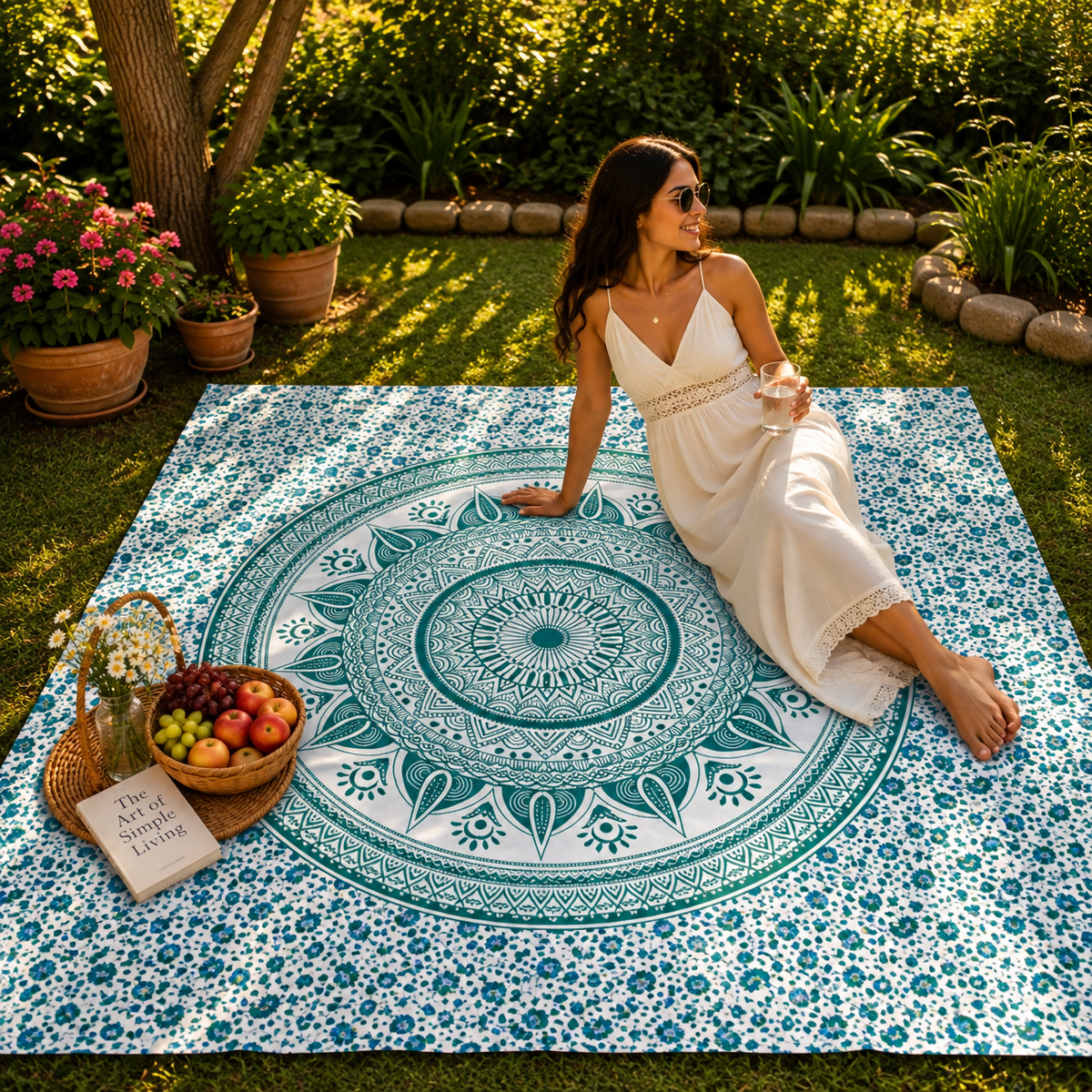 Tela Decorativa Mandala Jardín de Kerala - BOUTIQUEDELAINDIA