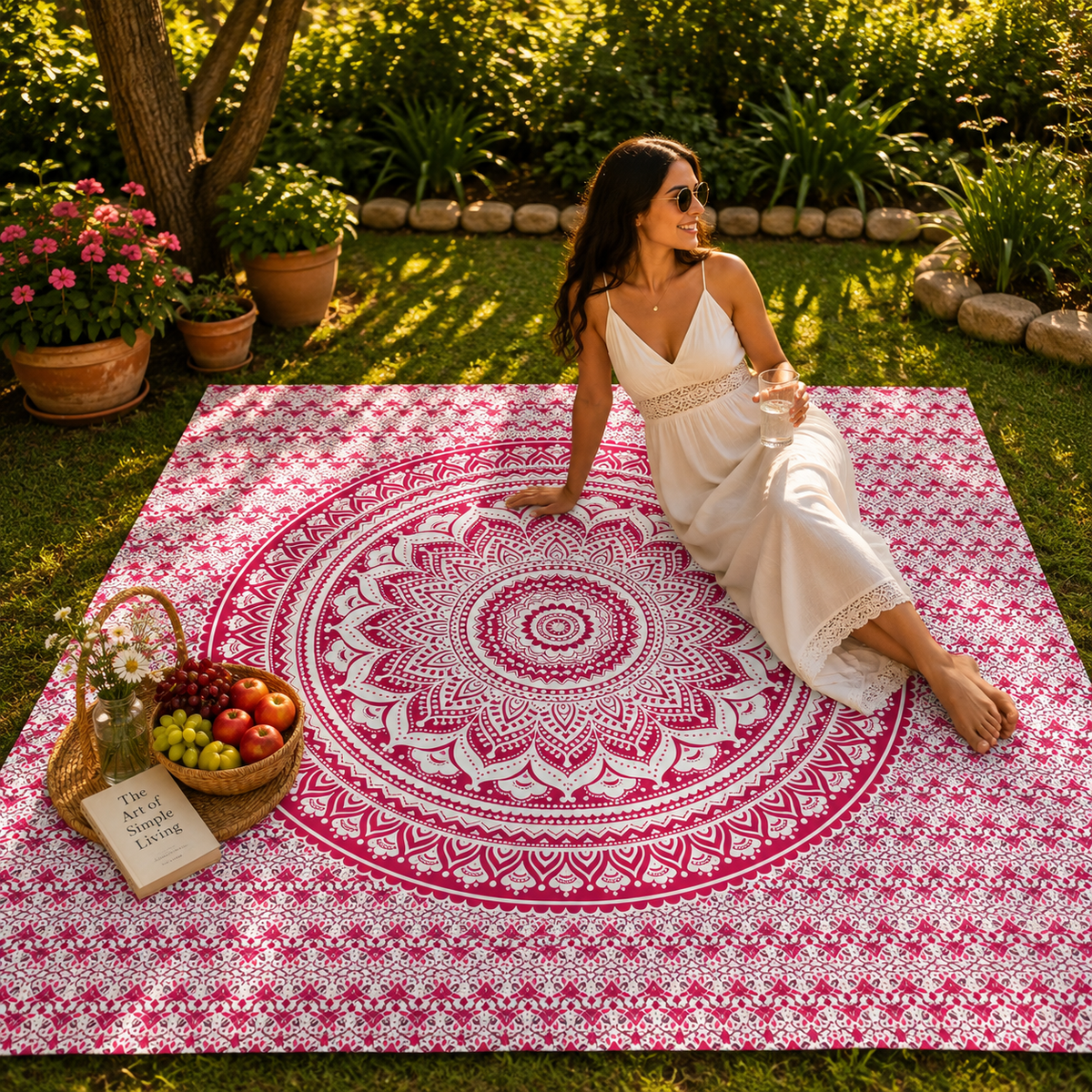 Tela Decorativa Mandala Rosa de Pushkar - BOUTIQUEDELAINDIA